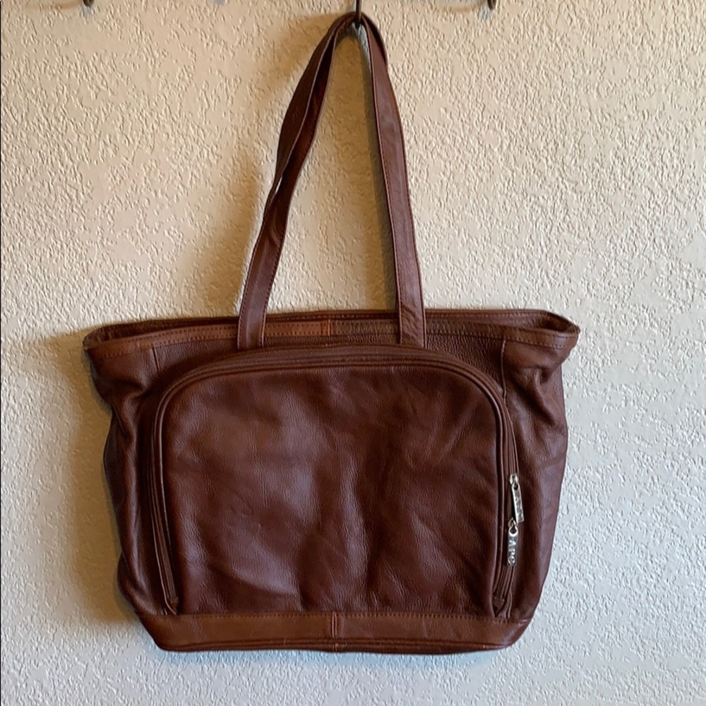 APC brown leather shoulder bag